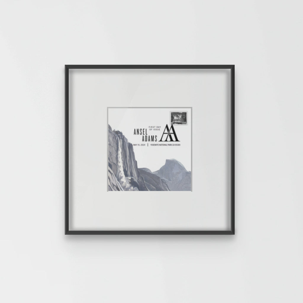 Half Dome, Merced River, Winter - Limited Edition Framed Ansel Adams Stamp Shop_Repro_MR Ansel Adams Gallery 