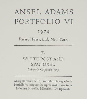 White Post and Spandrel Original Photograph Ansel Adams 