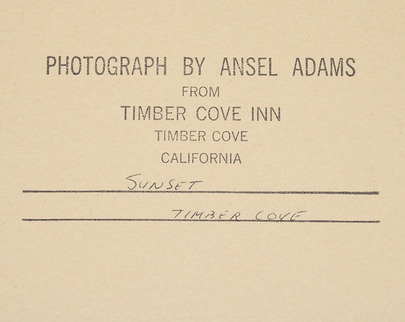 Sunset, Timber Cove Original Photograph Ansel Adams 