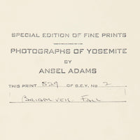 Bridalveil Fall - Signed Special Edition Photograph Shop Ansel Adams 