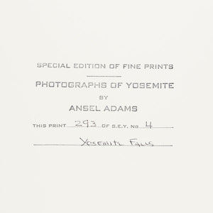 Yosemite Falls (upper & lower with road) - Signed Special Edition Photograph Shop Ansel Adams 