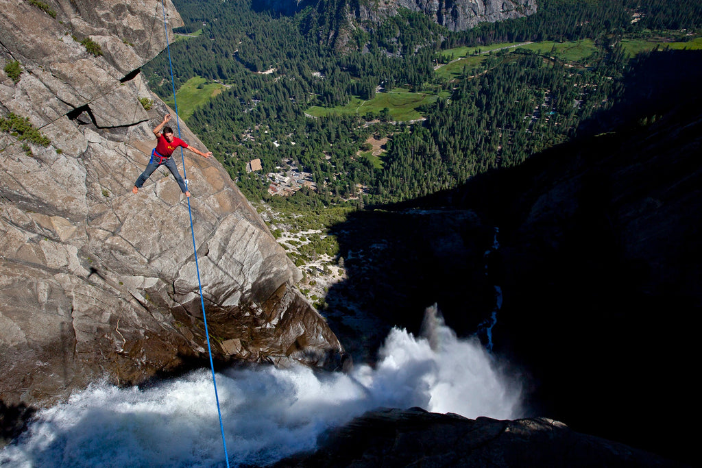 Dean Potter Slacklining over Upper Yosemite Fall <b>CONTEMPORARY ART</b> Jimmy Chin 12x18 