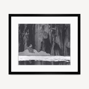 Frozen Lake and Cliffs Shop Ansel Adams Gallery Framed Standard 8x10" Black Wood