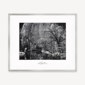 Merced River, Cliffs, Autumn Shop Ansel Adams Framed Standard White Wood 