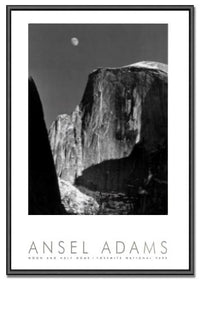 Moon and Half Dome, Framed Poster Shop Ansel Adams Framed Poster Contrast Gray Metal 