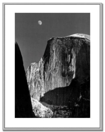 Moon and Half Dome, Framed Poster Shop Ansel Adams Overmatted & Framed Poster German Silver Metal 