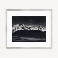 Winter Sunrise, Sierra Nevada from Lone Pine Shop Ansel Adams Gallery Framed Standard 8x10" German Silver Metal